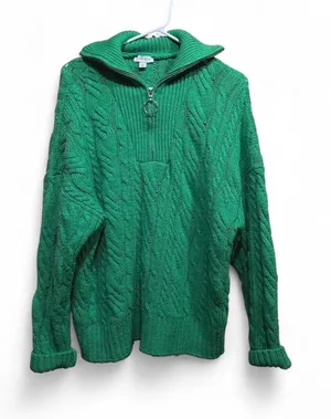 Green Topshop Quarter Zip Sweater thumbnail 1