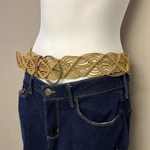 PINK - Victoria's Secret Macrame Corded Belt with Leather Inspired Belt Ends and Brass Buckle thumbnail 4