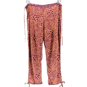 Sundance Orange Purple‎ Floral Abstract Print Pull on Pants Coastal Lagenlook M thumbnail 2