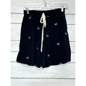 Davi & Dani Bow Print Size Small Black Hoodie and Shorts Matching Lounge Set thumbnail 9