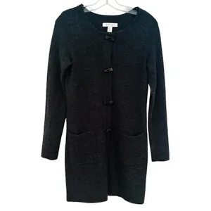 Ellen‎ Tracy Wool Cardigan Sweater Women's Small Charcoal Career Classic Preppy thumbnail 3