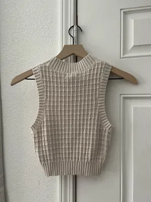 PacSun Vest Cropped Sweater LA Hearts Cream thumbnail 2