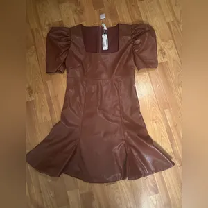 Glam Chocolate Faux Leather Dress thumbnail 2