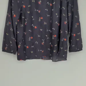 Madewell Cotton Silk Floral Peasant Blouse Size Small Navy Red Long Sleeve Shirt thumbnail 3
