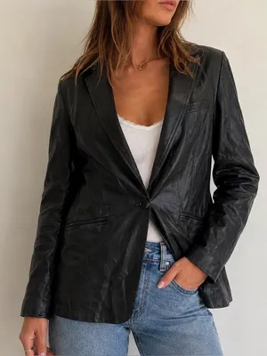 Z Supply Sandelle Black Faux Leather Blazer XS Going Out Indie Minimalist Edgy thumbnail 1