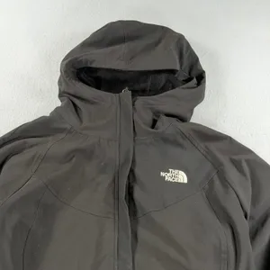 Y2k The North Face Womens XL Black Softshell Fleece Lined Hooded Jacket thumbnail 3