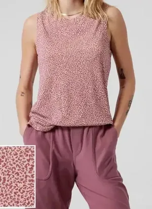 Athleta Breezy Camisole Tank Pink Cheetah‎ sleeveless Workout top thumbnail 1