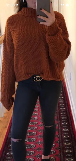 Forever 21 Orange Knit Sweater thumbnail 1