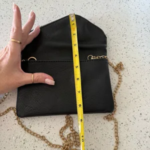 Black faux leather Crossbody Bag with Gold Chain thumbnail 7