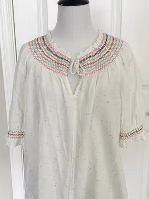 Madewell Smocked Short Sleeved Peasant Top Size Medium thumbnail 4