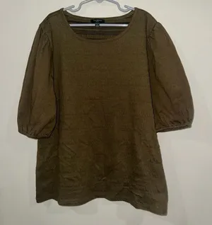 TALBOTS Petite Women’s Size‎ Small Top In Olive Green thumbnail 1