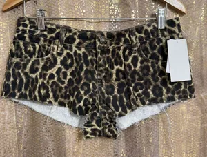 Seven7 Leopard Print Denim Cut Off Short Booty Low Rise Y2K Shorts 26 NWT thumbnail 1