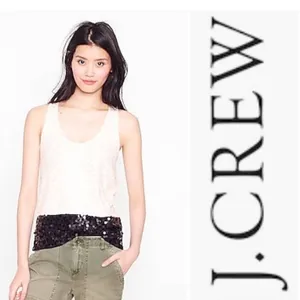 J.Crew Sequin Tank Top‎ XS Cream Sleeveless Scoop Neck Colorblock Lightweight thumbnail 6