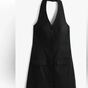 NWOT Abercrombie & Fitch Black Button Mara Halter Vest Backless Mini Dress M thumbnail 4