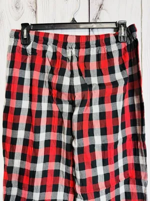 Victoria Secret Pajama Set Sz L Red Black Plaid Button Up Top Drawstring Pants thumbnail 8