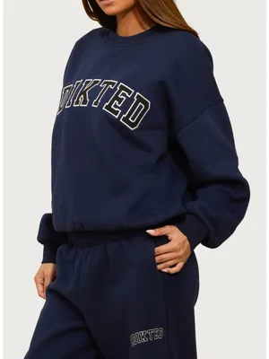 NWT Edikted Major Logo Embroidered Oversized Sweatshirt size small thumbnail 4