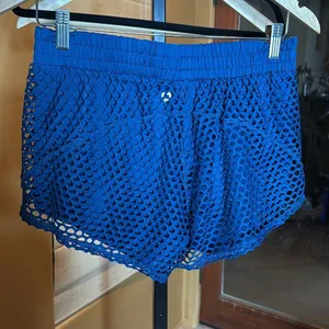 Popflex Secret Run Shorts Blue Mesh Overlay Athletic Shorts Size 6 thumbnail 4