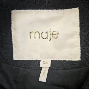Maje Gretelle‎ Leather Trim Jacquard Knit Longline Coat Parisian Car Coat Sz 36 thumbnail 3