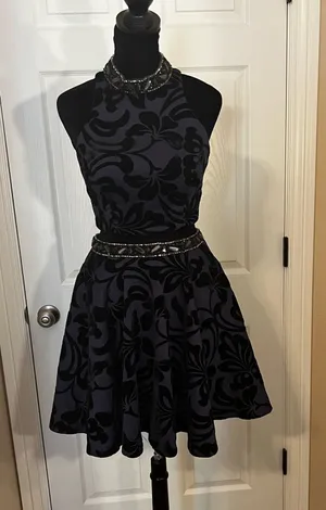Blue homecoming dress with Rhinestones thumbnail 1