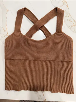 ABERCROMBIE & FITCH Ribbed Knit Crossover Strap Tank Top XL thumbnail 2