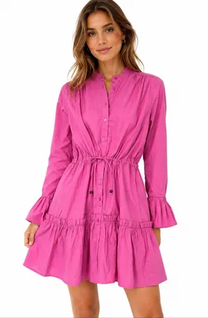 ANNA CATE Pink Mini Dress Size Large Cottagecore Prairie NWT Wedding Guest thumbnail 1
