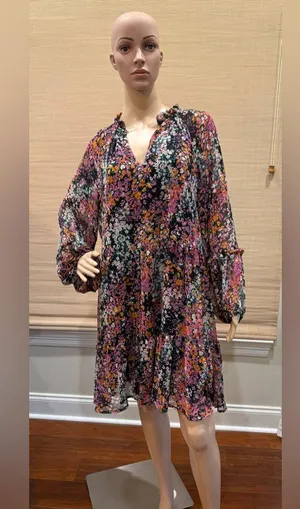 Vince Camuto Multicolor Floral Long Sheer Sleeve Dress thumbnail 1