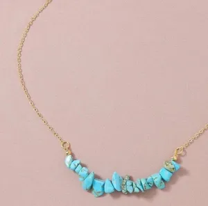 Delicate Turquoise Stone Gold chain necklace thumbnail 1