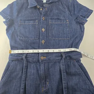 J. Crew Womens Dark Wash Denim Short Sleeve Belted Shirt Dress BY042 Size 2 thumbnail 9