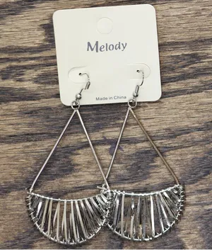 NWT Melody Dangly Boho Sunburst Teardrop Earrings Silver Gray 3.50" thumbnail 1