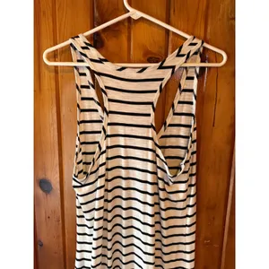 Merona Womens Black‎ White Striped Racerback Maxi Dress Medium Sleeveless Casual thumbnail 3