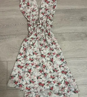 SHEIN Backless Floral Dress - Pink and White thumbnail 1