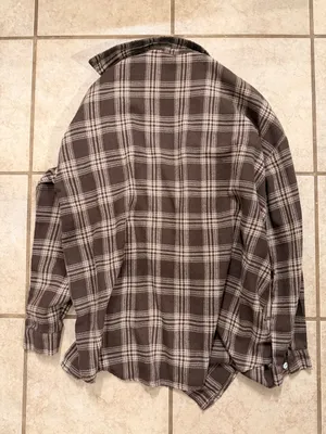 Hennes & Mauritz Brown & Cream Plaid Oversized Button-Up Shirt thumbnail 3