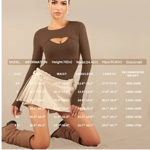Sexy Front Cutout Long Sleeve Bodysuit for Women Round Neck Body Suit NWT thumbnail 7