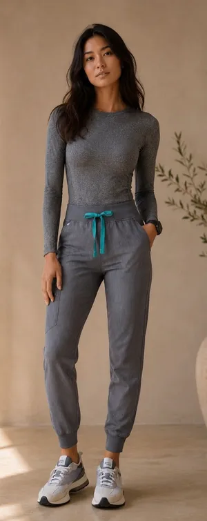 FIGS Zamora Jogger Scrub Pants Gray High Waisted Drawstring Medical Small thumbnail 1