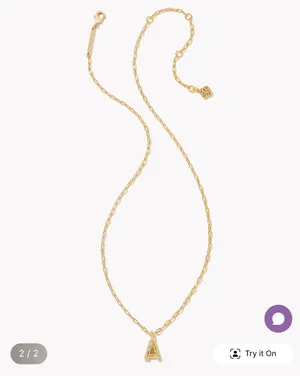 Kendra Scott Letter A Gold Short Pendant Necklace in White Crystal thumbnail 2