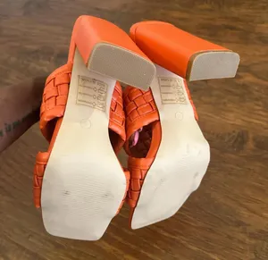 Nasty Gal Orange braided block heel mules thumbnail 4