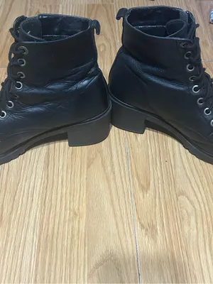 Women 9.5 Harley-Davidson Annetta black Leather mid heel combat style Boots thumbnail 4