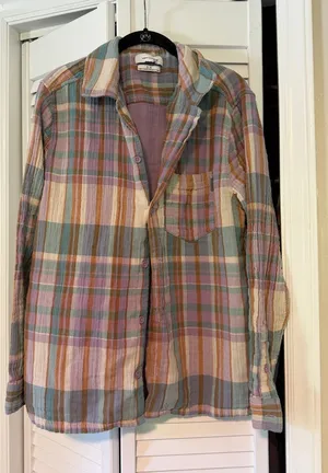 Urban Outfitters Multicolor Pastel Plaid Button-Down Shirt thumbnail 1