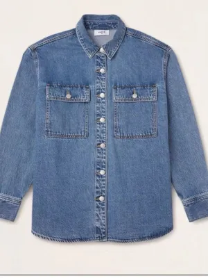 Parke X Target Light Wash Long Sleeve Jacket Denim Shacket Shirt Small thumbnail 3