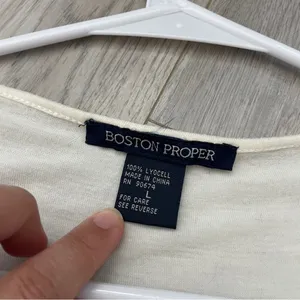 Boston Proper V Neck Sequined Top Cream (Large) y2k boho hippie half sleeve thumbnail 2