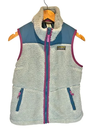 L.L. Bean High Pile Baby Blue Sherpa Fleece Vest - size XS thumbnail 1