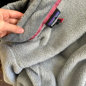 Patagonia‎ Re-Tool Snap-T Fleece Pullover Gray Coral Pink Polartec Womens Large thumbnail 13