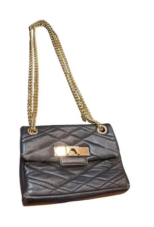 Kurt Geiger London I Am Leather quilted wms black leather crossbody SKU 10-527 thumbnail 1