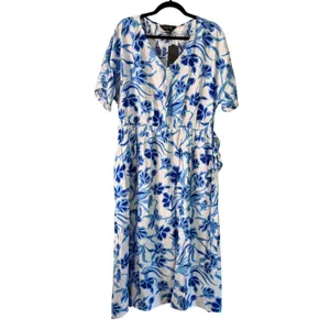 Seta T Floral Maxi Dress V Neck‎ Short Sleeve Casual Summer Dress XL thumbnail 8