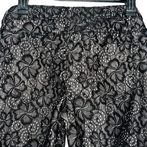 Xhilaration Black Floral Lace Overlay Slim Pants Nude Lining‎ Stretch Trousers 7 thumbnail 3