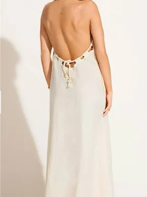 Vitamin A Avery Halter Dress - Oatmeal EcoLinen. 100% linen thumbnail 5