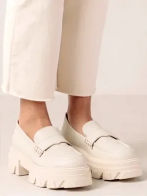 EUC ALOHAS Leather Trailblazer Platform Loafers Cream Size 6.5 thumbnail 4