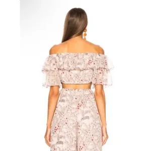 ALEXIS Adona Floral Off Shoulder Crop Top Size‎ Small Misty Rose Msrp $330 thumbnail 5