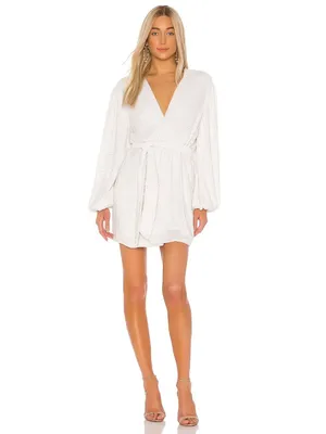 NWT retrofete Gabrielle Robe in Moonglow White Sequin Mini Wrap Dress S $635 thumbnail 5