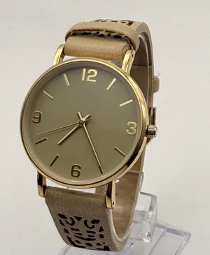 Elegant Accutime Gold-Tone Tan Leather Band Women's Watch Working thumbnail 1
